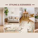 Ultra Soft Area Rug, Non Slip, Stain Resistant, Washable Area Rugs for Living Room, Bedroom, Vibrant Botanical Animal Print(Beige)