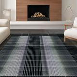 Ultra Soft Area Rug, Non Slip, Stain Resistant, Washable Area Rugs for Living Room, Bedroom, Sophisticated Geometric Artful Style(Black)