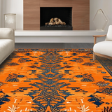 Ultra Soft Area Rug, Non Slip, Stain Resistant, Washable Area Rugs for Living Room, Bedroom, Chic Tropical Tiger Patterned Piece(Orange)