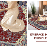 Ultra Soft Area Rug, Non Slip, Stain Resistant, Washable Area Rugs for Living Room, Bedroom, Stylish Traditional Ogee Patterned Rug(Red)