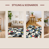 Ultra Soft Area Rug, Non Slip, Stain Resistant, Washable Area Rugs for Living Room, Bedroom, Lively Multicolor Circular Pattern(Gray)