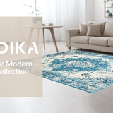 Ultra Soft Area Rug, Non Slip, Stain Resistant, Washable Area Rugs for Living Room, Bedroom, Luxurious Teal Trellis Aesthetic(Blue)
