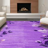 Ultra Soft Area Rug, Non Slip, Stain Resistant, Washable Area Rugs for Living Room, Bedroom, Trendy Purple Blossom Theme(Purple)