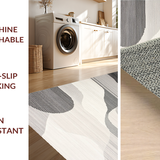 Ultra Soft Area Rug, Non Slip, Stain Resistant, Washable Area Rugs for Living Room, Bedroom, Serene Monochrome Wave Patterns(Gray)