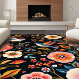 Ultra Soft Area Rug, Non Slip, Stain Resistant, Washable Area Rugs for Living Room, Bedroom, Chic Modern Insect Illustration(Black)