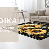 Ultra Soft Area Rug, Non Slip, Stain Resistant, Washable Area Rugs for Living Room, Bedroom, Vibrant Oversized Sunflower Motif(Gold)
