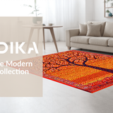 Ultra Soft Area Rug, Non Slip, Stain Resistant, Washable Area Rugs for Living Room, Bedroom, Whimsical Colorful Garden Scene(Orange)