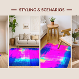 Ultra Soft Area Rug, Non Slip, Stain Resistant, Washable Area Rugs for Living Room, Bedroom, Playful Rainbow Eclectic Composition(Pink)