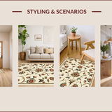 Ultra Soft Area Rug, Non Slip, Stain Resistant, Washable Area Rugs for Living Room, Bedroom, Vintage Floral Neutral Living Room Stain-Resistant Rug(Beige)