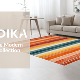 Ultra Soft Area Rug, Non Slip, Stain Resistant, Washable Area Rugs for Living Room, Bedroom, Vibrant Abstract Rainbow Design(Orange)