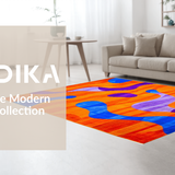 Ultra Soft Area Rug, Non Slip, Stain Resistant, Washable Area Rugs for Living Room, Bedroom, Radiant Retro Wave Composition(Orange)