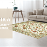 Ultra Soft Area Rug, Non Slip, Stain Resistant, Washable Area Rugs for Living Room, Bedroom, Distressed Earthy Floral Elegance(Beige)