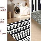 Ultra Soft Area Rug, Non Slip, Stain Resistant, Washable Area Rugs for Living Room, Bedroom, Striped Woven Rug: Modern Farmhouse Style Area Rug(Black)