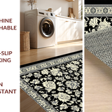 Ultra Soft Area Rug, Non Slip, Stain Resistant, Washable Area Rugs for Living Room, Bedroom, Eclectic Abstract Floral Motif(Black)