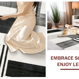 Ultra Soft Area Rug, Non Slip, Stain Resistant, Washable Area Rugs for Living Room, Bedroom, Elegant Monochrome Striped Woven Rug for Indoor Outdoor Layering Design(Gray)