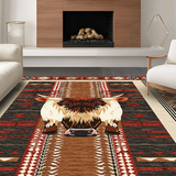Ultra Soft Area Rug, Non Slip, Stain Resistant, Washable Area Rugs for Living Room, Bedroom, Traditional Winter Wildlife Illustration(Brown)