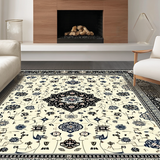 Ultra Soft Area Rug, Non Slip, Stain Resistant, Washable Area Rugs for Living Room, Bedroom, Rustic Neutral Tone Floral Pattern(White)