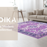 Ultra Soft Area Rug, Non Slip, Stain Resistant, Washable Area Rugs for Living Room, Bedroom, Whimsical Lavender Garden Design(Purple)