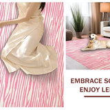 Ultra Soft Area Rug, Non Slip, Stain Resistant, Washable Area Rugs for Living Room, Bedroom, Chic Soft Pink Striped Aesthetic(Pink)