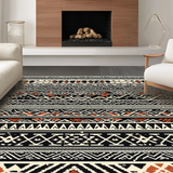 Ultra Soft Area Rug, Non Slip, Stain Resistant, Washable Area Rugs for Living Room, Bedroom, Stylish Tribal Monochrome Aesthetic(Black)