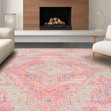 Ultra Soft Area Rug, Non Slip, Stain Resistant, Washable Area Rugs for Living Room, Bedroom, Lush Cozy Ogee Inspired Art(Pink)
