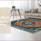 Ultra Soft Area Rug, Non Slip, Stain Resistant, Washable Area Rugs for Living Room, Bedroom, Vintage Boho Sky Home Office Non-Shedding Carpet(Blue)