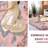 Ultra Soft Area Rug, Non Slip, Stain Resistant, Washable Area Rugs for Living Room, Bedroom, Luxurious Watercolor Floral Theme(Pink)