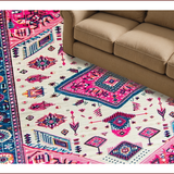 Ultra Soft Area Rug, Non Slip, Stain Resistant, Washable Area Rugs for Living Room, Bedroom, Rustic Colorful Geometric Arrangement(Pink)