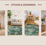 Ultra Soft Area Rug, Non Slip, Stain Resistant, Washable Area Rugs for Living Room, Bedroom, Elegant Abstract Tiled Composition(Green)