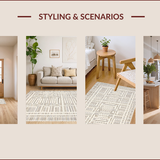 Ultra Soft Area Rug, Non Slip, Stain Resistant, Washable Area Rugs for Living Room, Bedroom, Elegant Neutral Tiled Composition(Gray)