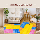 Ultra Soft Area Rug, Non Slip, Stain Resistant, Washable Area Rugs for Living Room, Bedroom, Contemporary Multicolor Mosaic Art(Yellow)