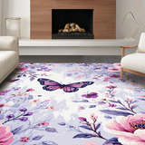 Ultra Soft Area Rug, Non Slip, Stain Resistant, Washable Area Rugs for Living Room, Bedroom, Vibrant Springtime Nature Embrace(Purple)