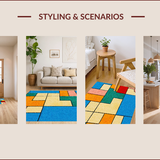 Ultra Soft Area Rug, Non Slip, Stain Resistant, Washable Area Rugs for Living Room, Bedroom, Abstract Geometric Multi-Color Nursery Play Mat(Blue)