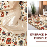Ultra Soft Area Rug, Non Slip, Stain Resistant, Washable Area Rugs for Living Room, Bedroom, Light Brown Vintage Floral Dining Room(Beige)