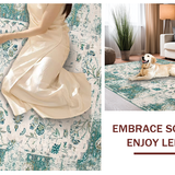 Ultra Soft Area Rug, Non Slip, Stain Resistant, Washable Area Rugs for Living Room, Bedroom, Serene Floral Ogee Aesthetic(Ivory)