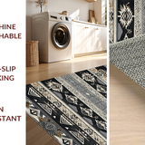 Ultra Soft Area Rug, Non Slip, Stain Resistant, Washable Area Rugs for Living Room, Bedroom, Dynamic Boho Wave Pattern(Black)