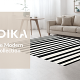 Ultra Soft Area Rug, Non Slip, Stain Resistant, Washable Area Rugs for Living Room, Bedroom, Contemporary Dual-Tone Linear Pattern Home Decor Floor Mat With Modern Look(Black)