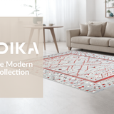 Whimsical Light Grey Trellis Design(Red)