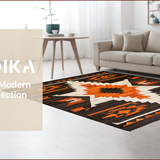 Ultra Soft Area Rug, Non Slip, Stain Resistant, Washable Area Rugs for Living Room, Bedroom, Warm Brown Rustic Geometric Elements(Orange)