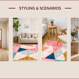 Ultra Soft Area Rug, Non Slip, Stain Resistant, Washable Area Rugs for Living Room, Bedroom, Contemporary Multi-Tonal Symmetry(Pink)