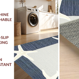 Ultra Soft Area Rug, Non Slip, Stain Resistant, Washable Area Rugs for Living Room, Bedroom, Rustic Oceanic Stripe Fusion(Blue)