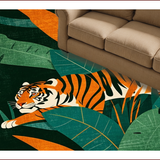 Ultra Soft Area Rug, Non Slip, Stain Resistant, Washable Area Rugs for Living Room, Bedroom, Non-Slip Ultra Thin Bedroom Jungle Tiger Carpet(Green)