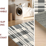 Ultra Soft Area Rug, Non Slip, Stain Resistant, Washable Area Rugs for Living Room, Bedroom, Chic Entry Stripe Rug with Modern Bold Linework and Timeless Contrast Pattern(Beige)