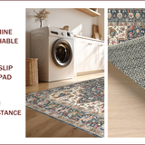 Ultra Soft Area Rug, Non Slip, Stain Resistant, Washable Area Rugs for Living Room, Bedroom, Rustic Vintage Floral Elegance(Blue)