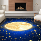 Ultra Soft Area Rug, Non Slip, Stain Resistant, Washable Area Rugs for Living Room, Bedroom, Whimsical Starry Night Motif(Blue)