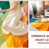 Ultra Soft Area Rug, Non Slip, Stain Resistant, Washable Area Rugs for Living Room, Bedroom, Contemporary Rainbow Dining Room Non-Slip Carpet(Red)