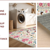 Ultra Soft Area Rug, Non Slip, Stain Resistant, Washable Area Rugs for Living Room, Bedroom, Elegant Vintage Nature Motif(White)