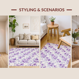 Ultra Soft Area Rug, Non Slip, Stain Resistant, Washable Area Rugs for Living Room, Bedroom, Artistic Lilac Botanical Harmony(Purple)