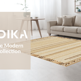 Ultra Soft Area Rug, Non Slip, Stain Resistant, Washable Area Rugs for Living Room, Bedroom, Sophisticated Scalloped Detail Accent(Beige)