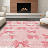 Ultra Soft Area Rug, Non Slip, Stain Resistant, Washable Area Rugs for Living Room, Bedroom, Pink Bowknot Area Rug: Playful Seamless Pattern Floor Mat(Pink)